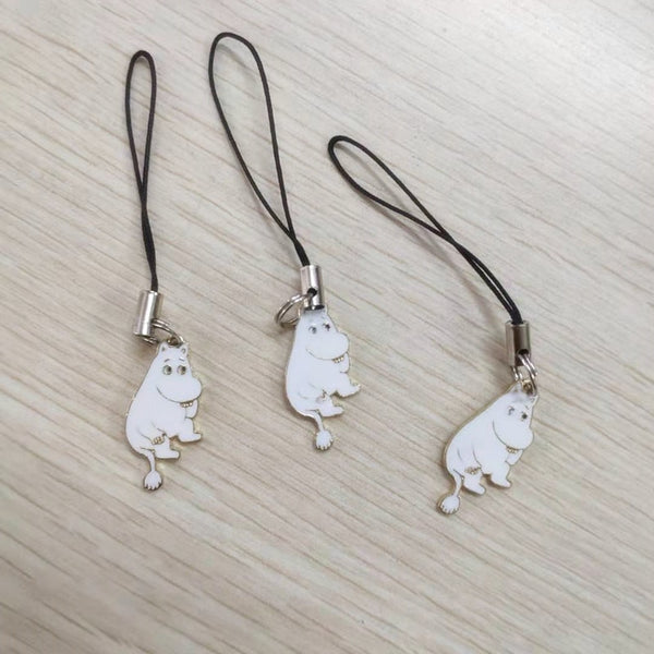 Moomin Mummi keychain cartoon white small  keychain phone metal keychain waterproof 2cm cute keychain