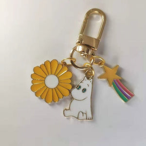 Moomin Mummi keychain cartoon white small  keychain phone metal keychain waterproof 2cm cute keychain