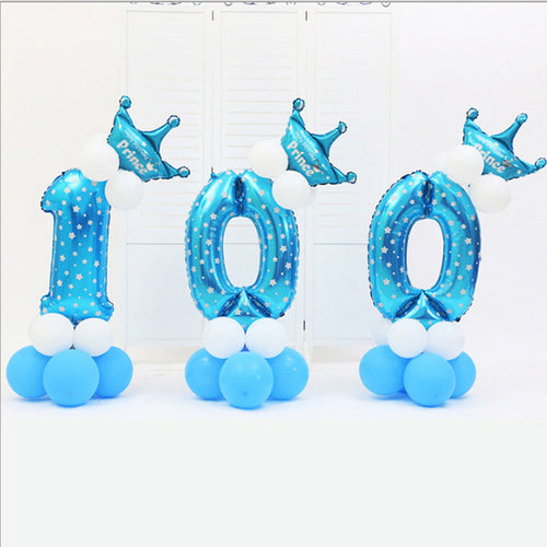 16pcs/pack Pink Blue 0-9 Numbers Large Helium Number Foil Children Festivals Dekoration Birthday Party Toy hat for Kids