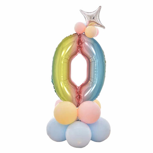 32 Inch Foil Gradient Digital Balloons Set Number Balloon Happy Birthday Balloons Party Decor Kids Cartoon Hat Toy